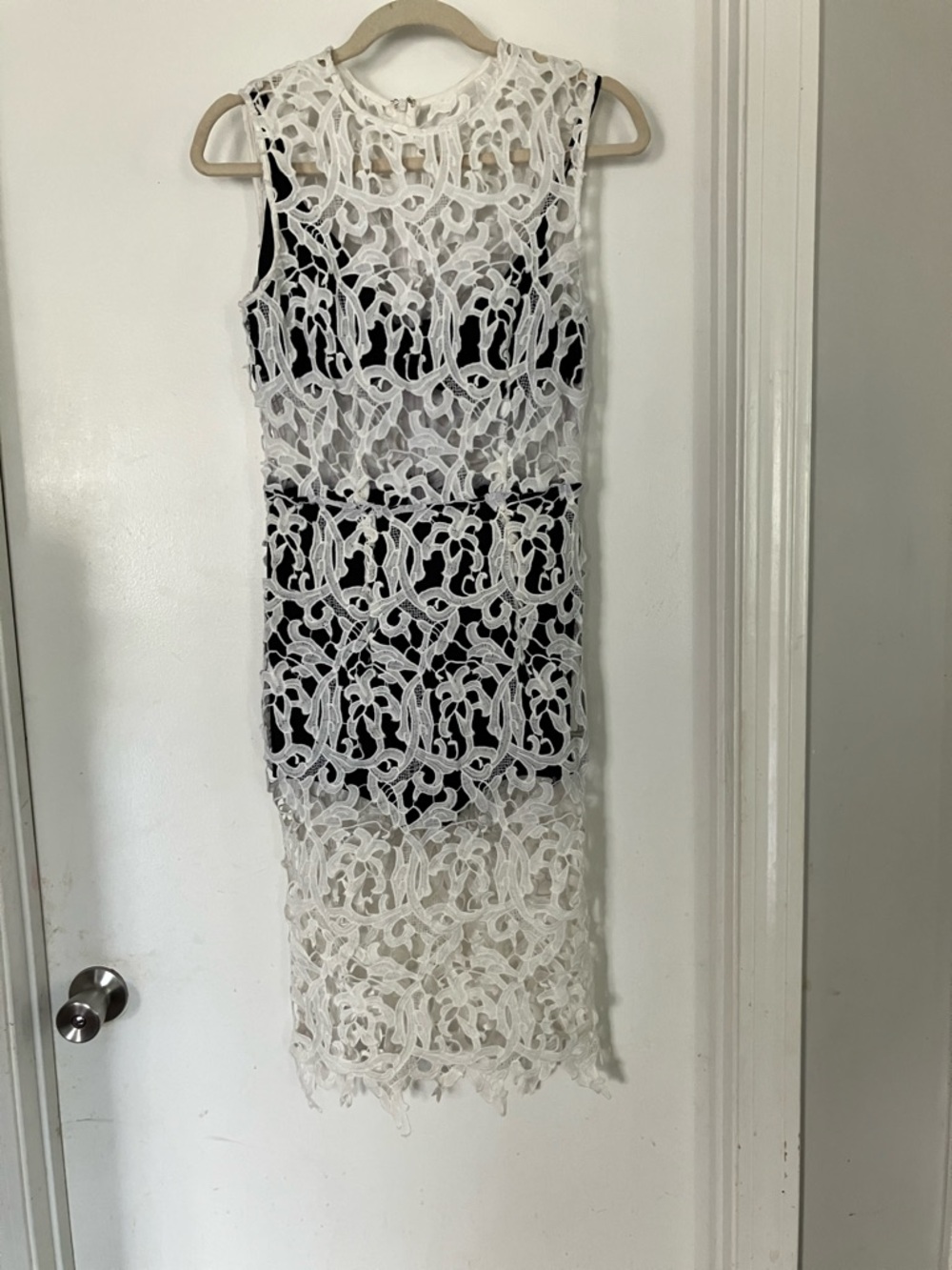 Missguided White Lace Overlay Midi Dress with Black Underlay